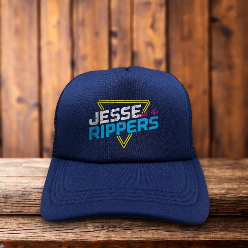 Jesse And The Rippers Mens Trucker Hat Navy Full House John Stamos 90s Sitcom